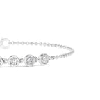 Lab Grown Diamond 7 Round Diamond Bezel Station Bracelet in White Gold | JAUR