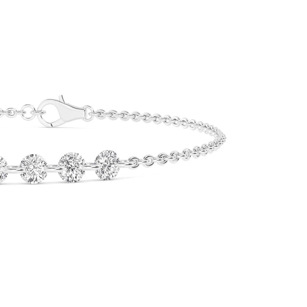 Round Floating Diamond Linked Bracelet