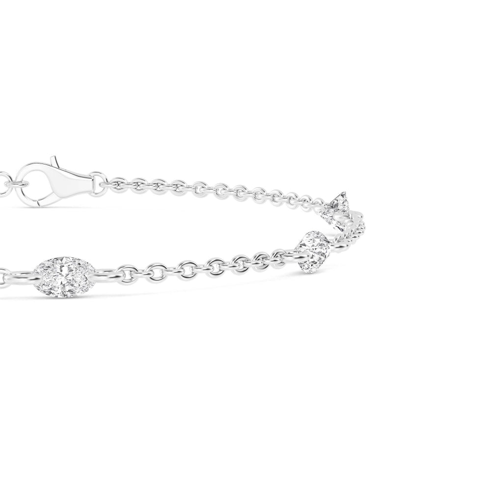 Oval Floating Diamond Station Bracelet