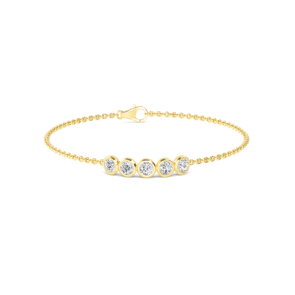 5 Round Bezel Diamond Station Bracelet