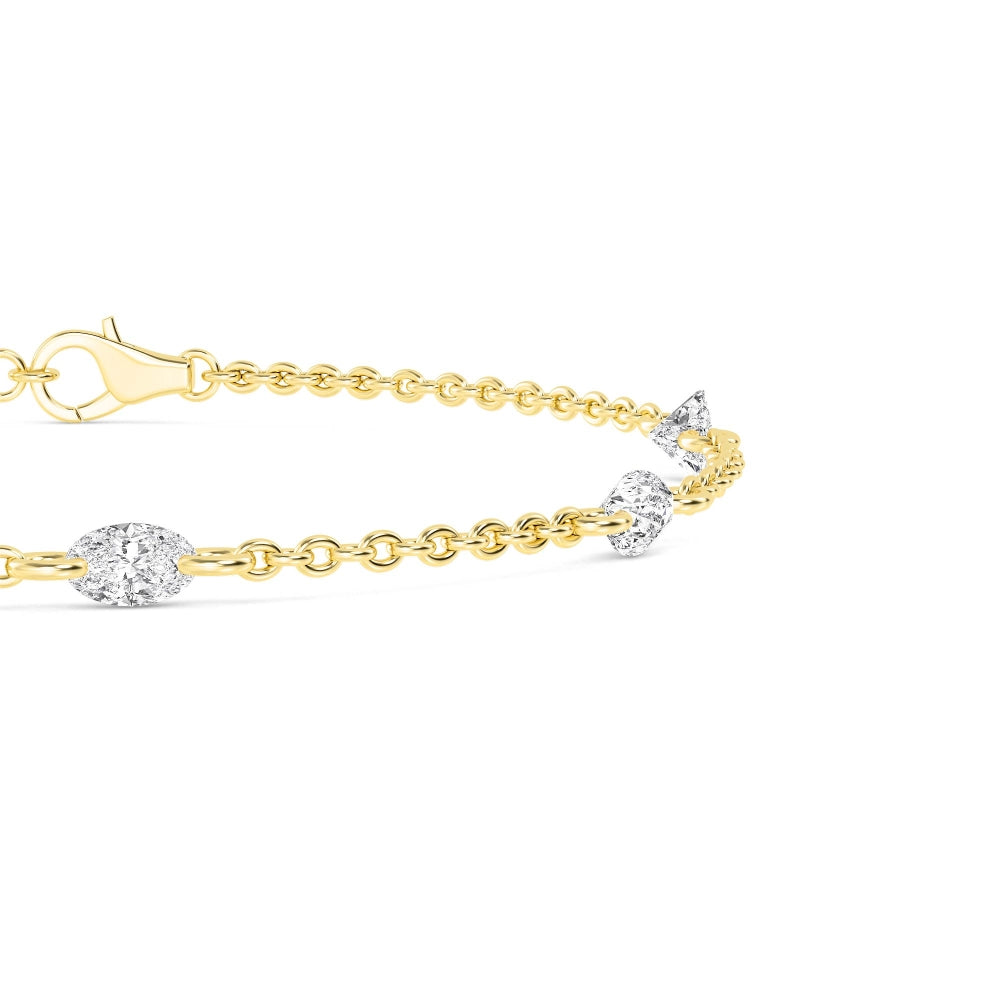 Oval Floating Diamond Station Bracelet