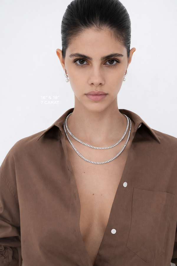 Classic Round Diamond Tennis Necklace
