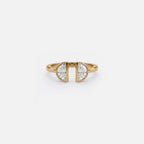 Lab Grown Diamond The Lune Ring in Yellow Gold – Front View | JAUR