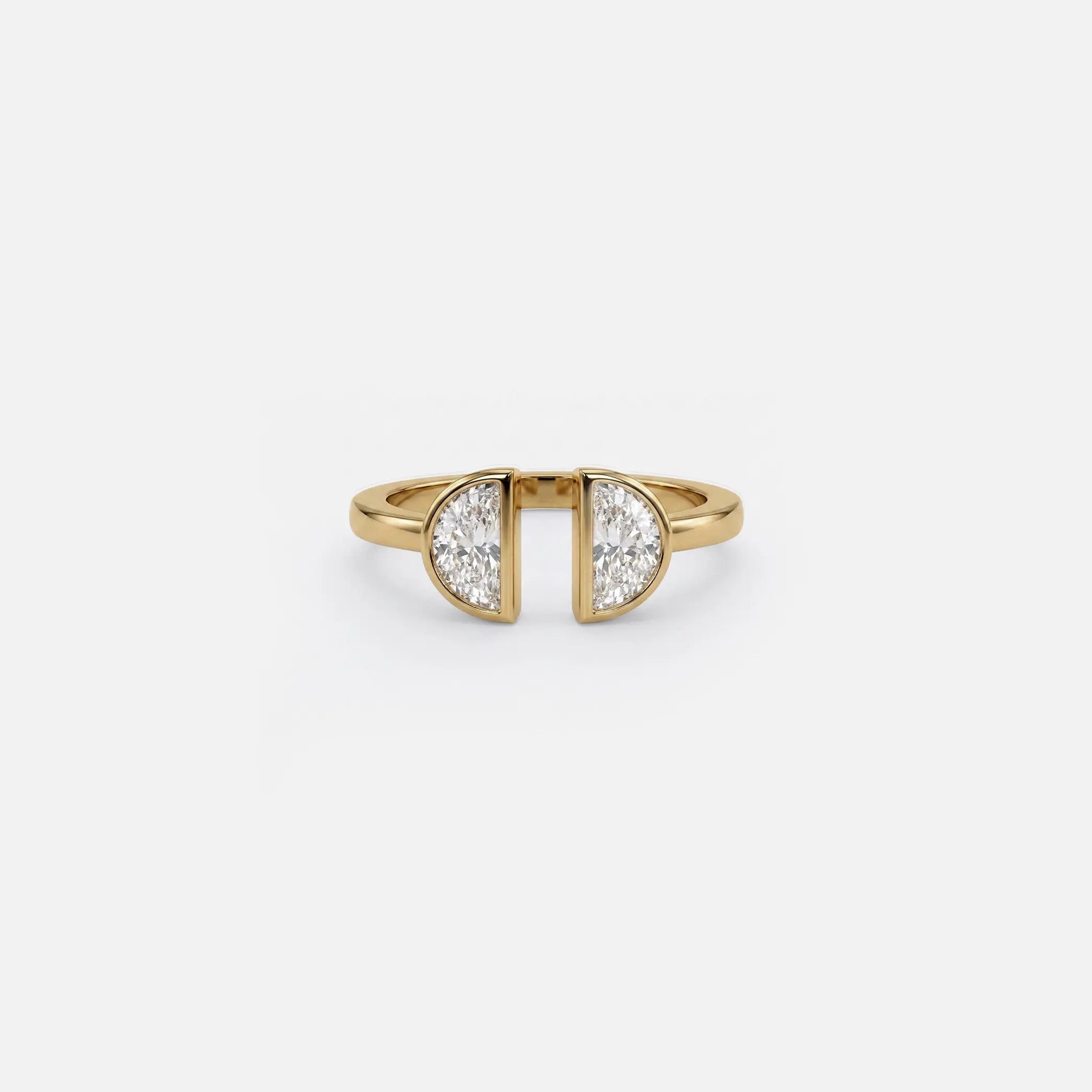 Lab Grown Diamond The Lune Ring in Yellow Gold – Front View | JAUR