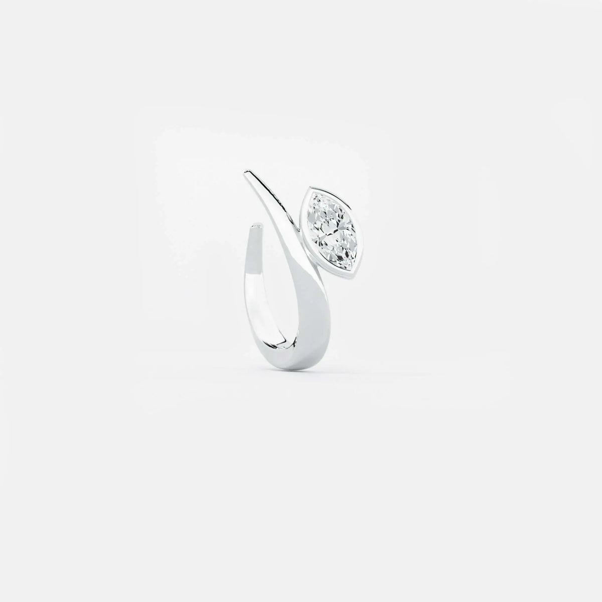 Lab Grown Diamond Marquise Arch Diamond Hoop in White Gold – Front View | JAUR
