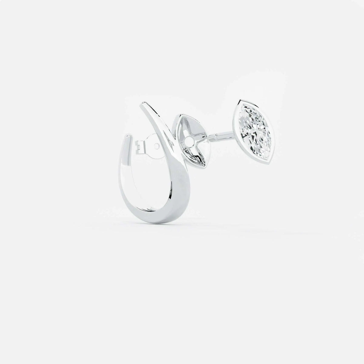 Lab Grown Diamond Marquise Arch Diamond Hoop in White Gold – View 4 | JAUR