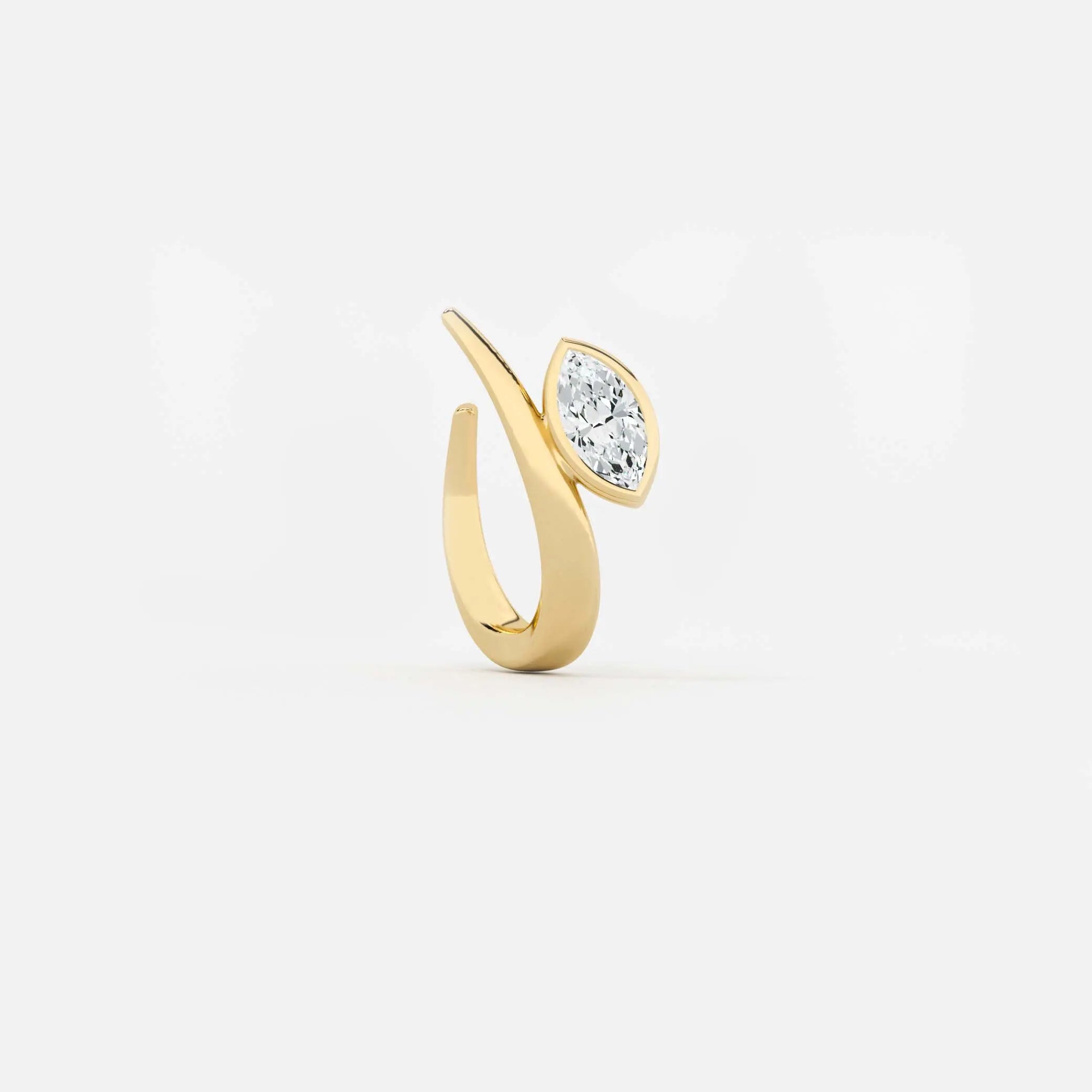 Lab Grown Diamond Marquise Arch Diamond Hoop in Yellow Gold – Front View | JAUR