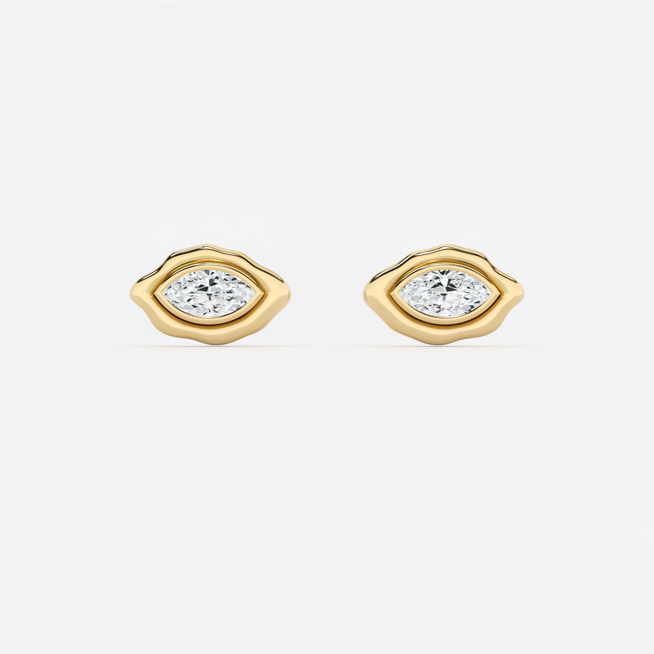 Lab Grown Diamond Marquise Curved Organic in Yellow Gold – Front View | JAUR