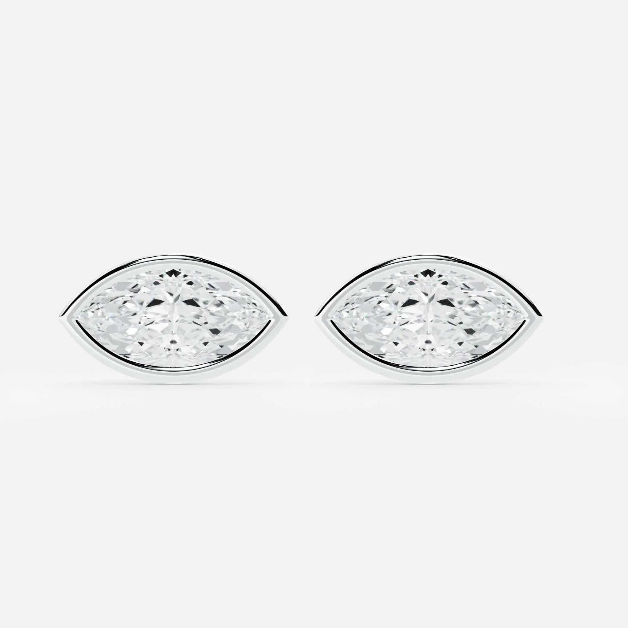 Lab Grown Diamond Marquise Diamond Stud in White Gold – Pair View | JAUR