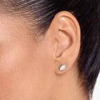 Lab Grown Diamond Marquise Textured Organic Earring in White Gold – Side View | JAUR