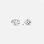 Lab Grown Diamond Marquise Textured Organic Earring in White Gold – View 5 | JAUR