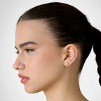 Lab Grown Diamond Marquise Textured Organic Earring in Yellow Gold – Side View | JAUR