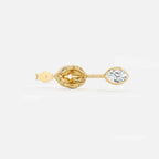 Lab Grown Diamond Marquise Textured Organic Earring in Yellow Gold – View 4 | JAUR