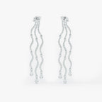 Lab Grown Diamond Wave Cascade Drop Earrings - Marquise Base in White Gold – Pair View | JAUR