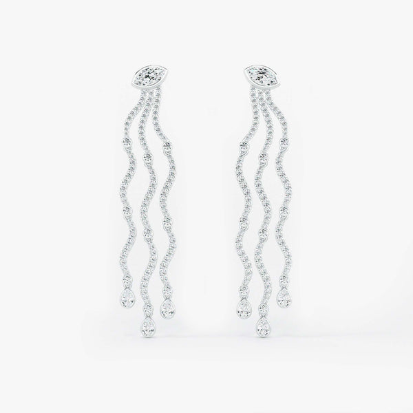 Wave Cascade Drop Earrings - Marquise Base