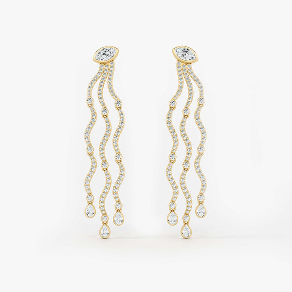 Wave Cascade Drop Earrings - Marquise Base