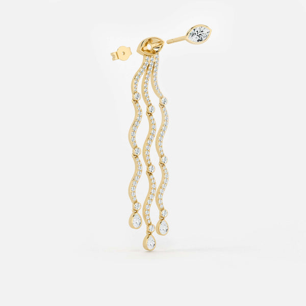 Wave Cascade Drop Earrings - Marquise Base