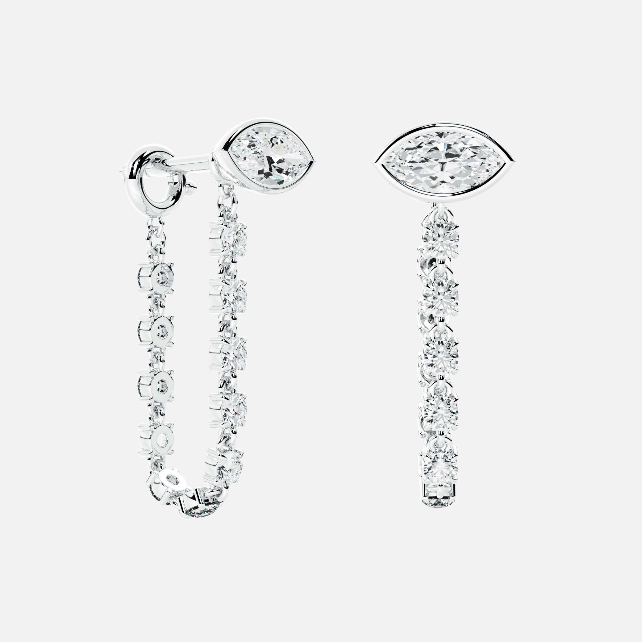Midi Diamond Dangle Earring - Marquise Base