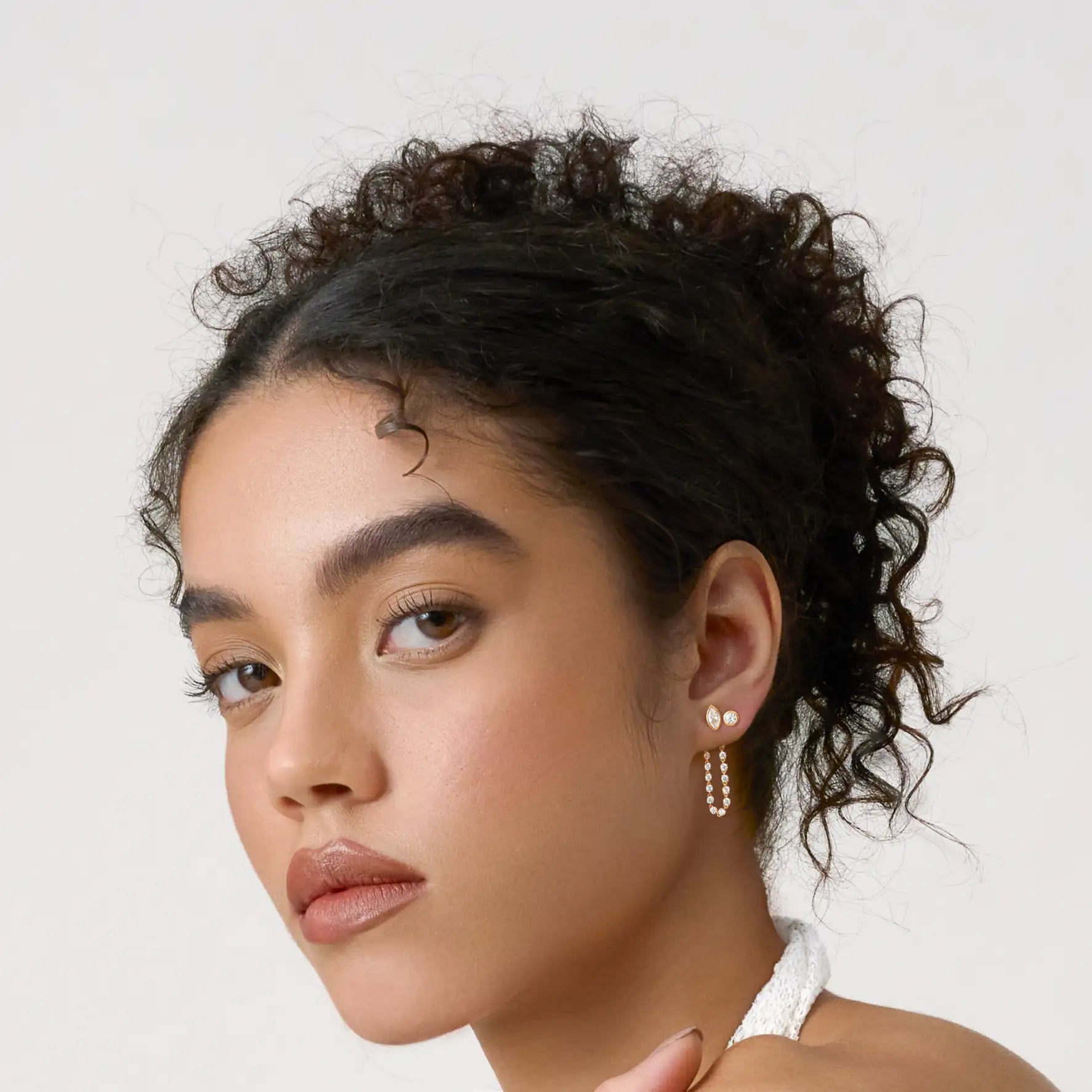 Midi Diamond Dangle Earring - Marquise Base