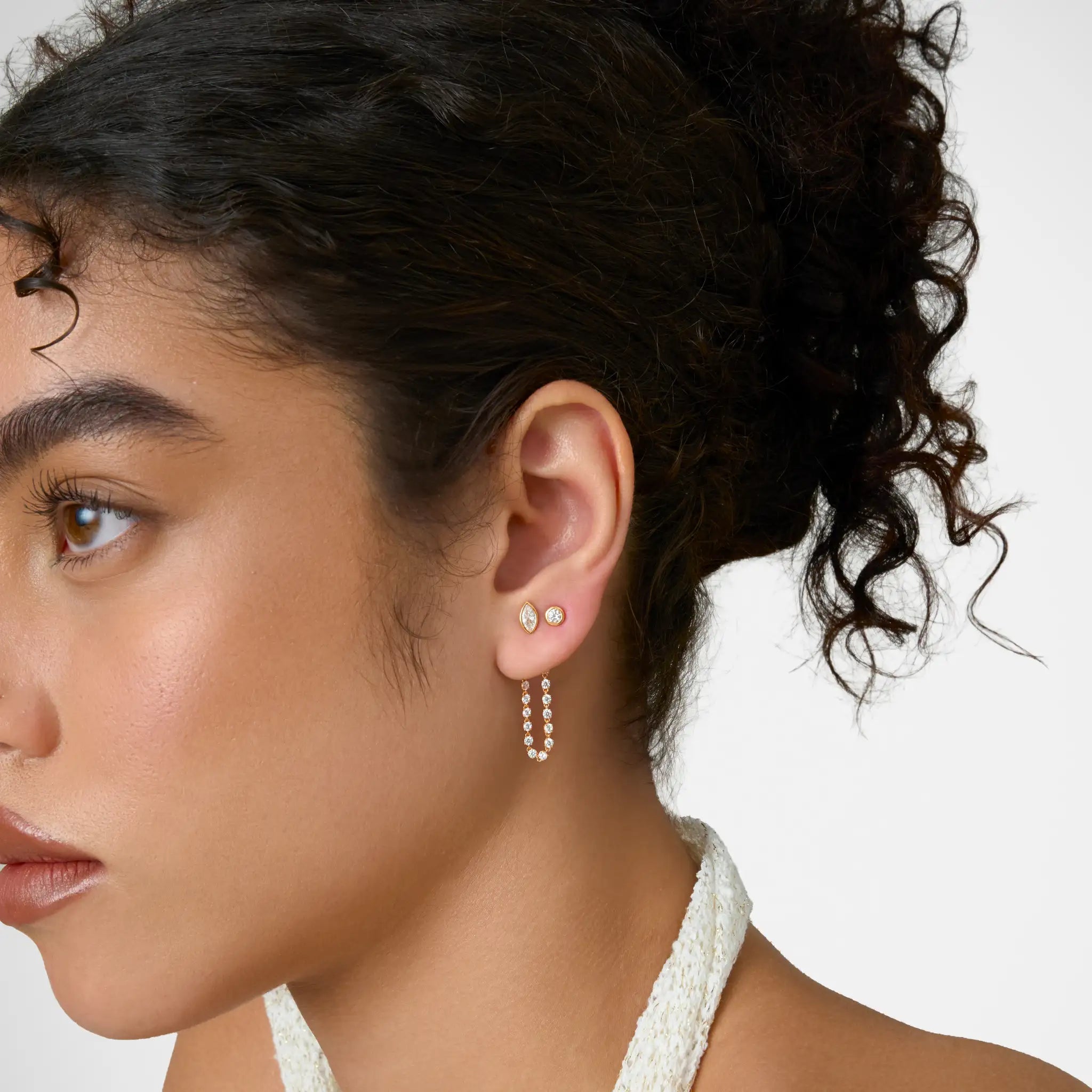 Midi Diamond Dangle Earring - Marquise Base