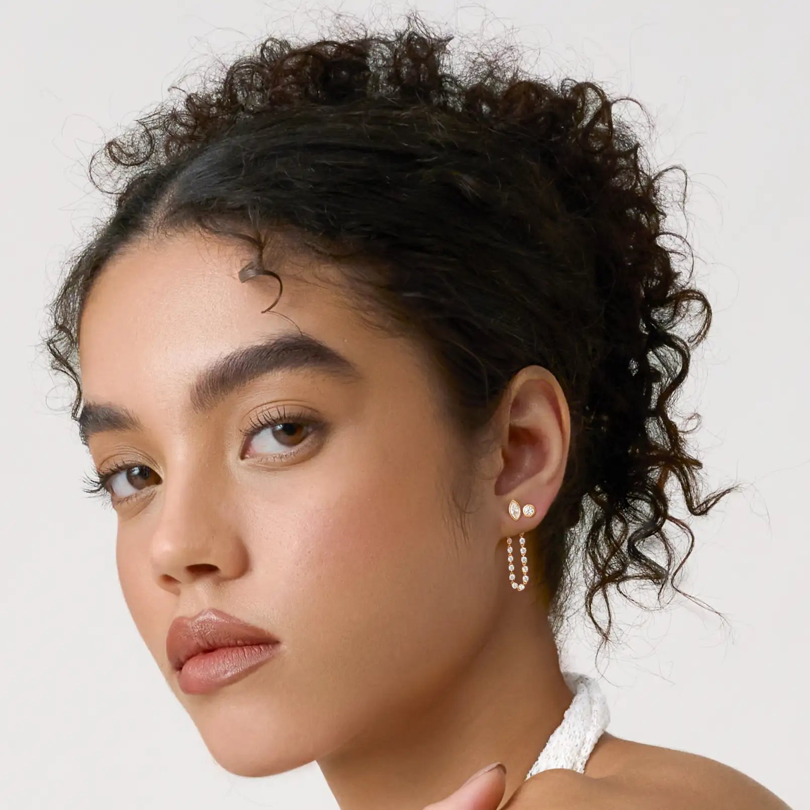 Midi Diamond Dangle Earring - Marquise Base