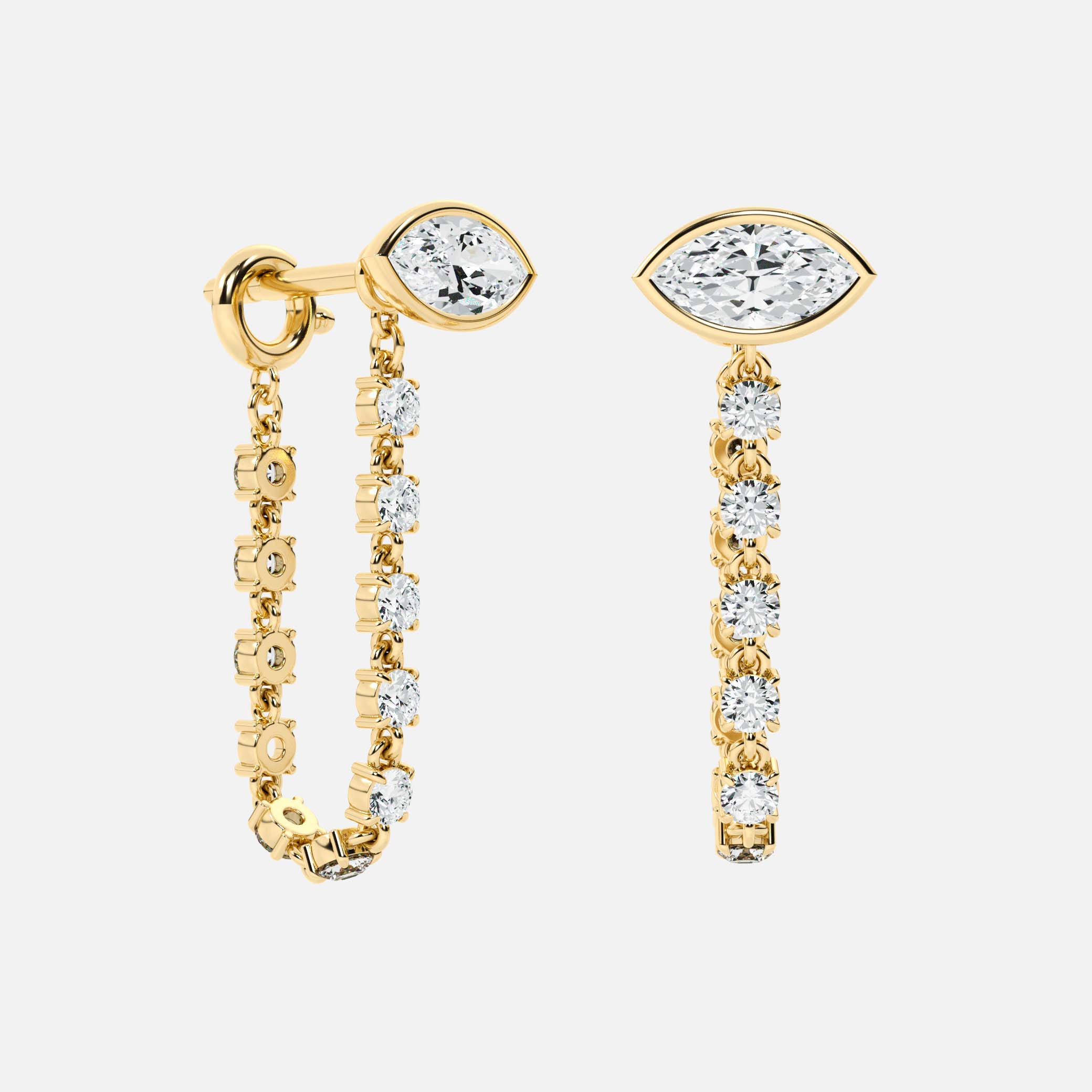 Midi Diamond Dangle Earring - Marquise Base