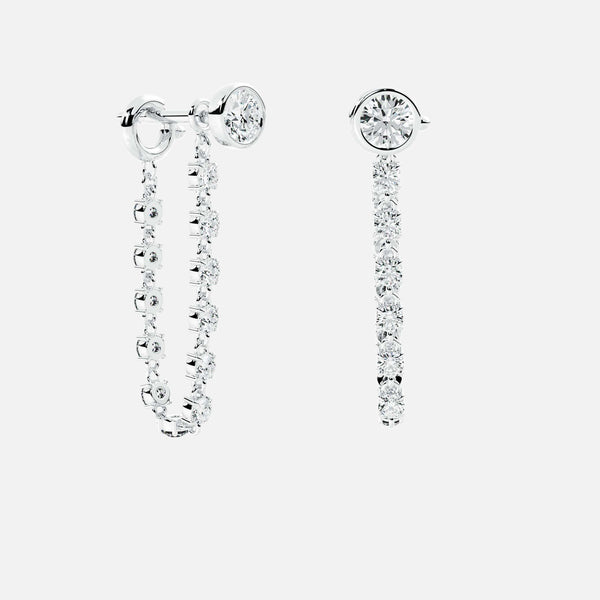 Midi Diamond Dangle Earring - Round Base