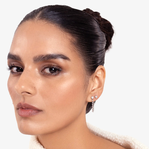 Midi Diamond Dangle Earring - Round Base