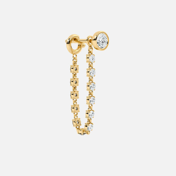 Midi Diamond Dangle Earring - Round Base