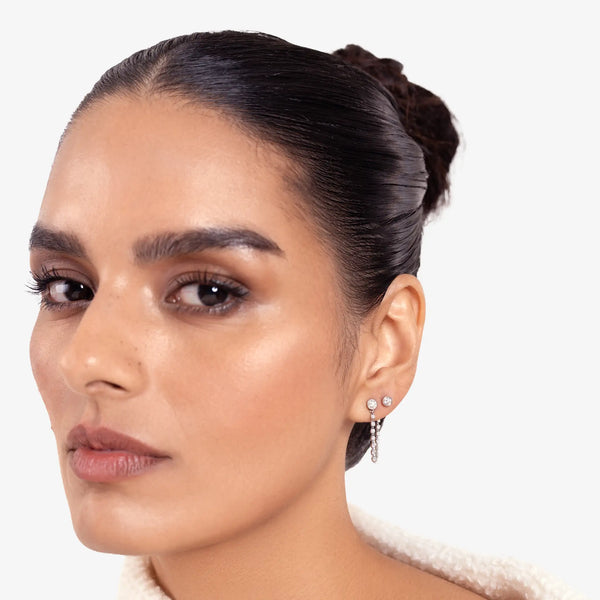 Midi Diamond Dangle Earring - Round Base