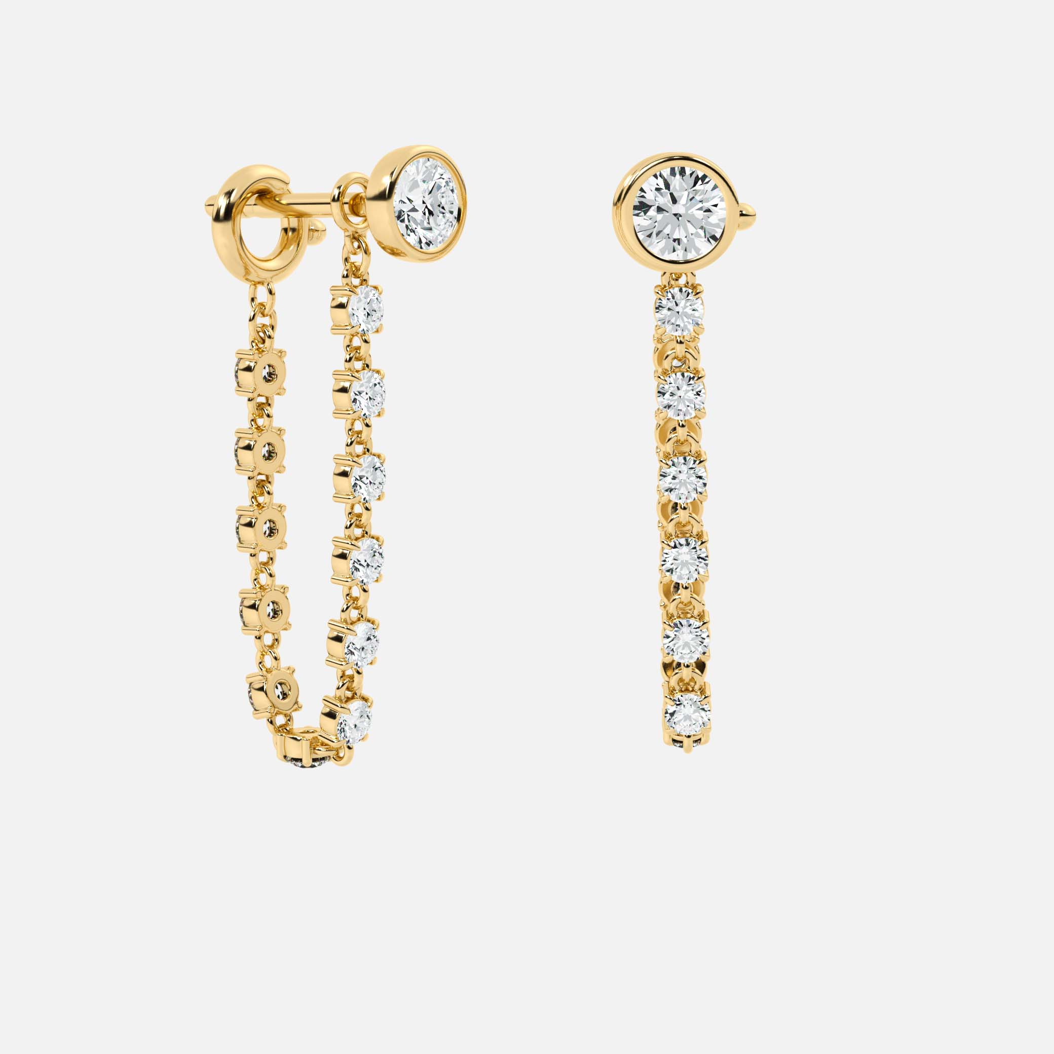 Midi Diamond Dangle Earring - Round Base