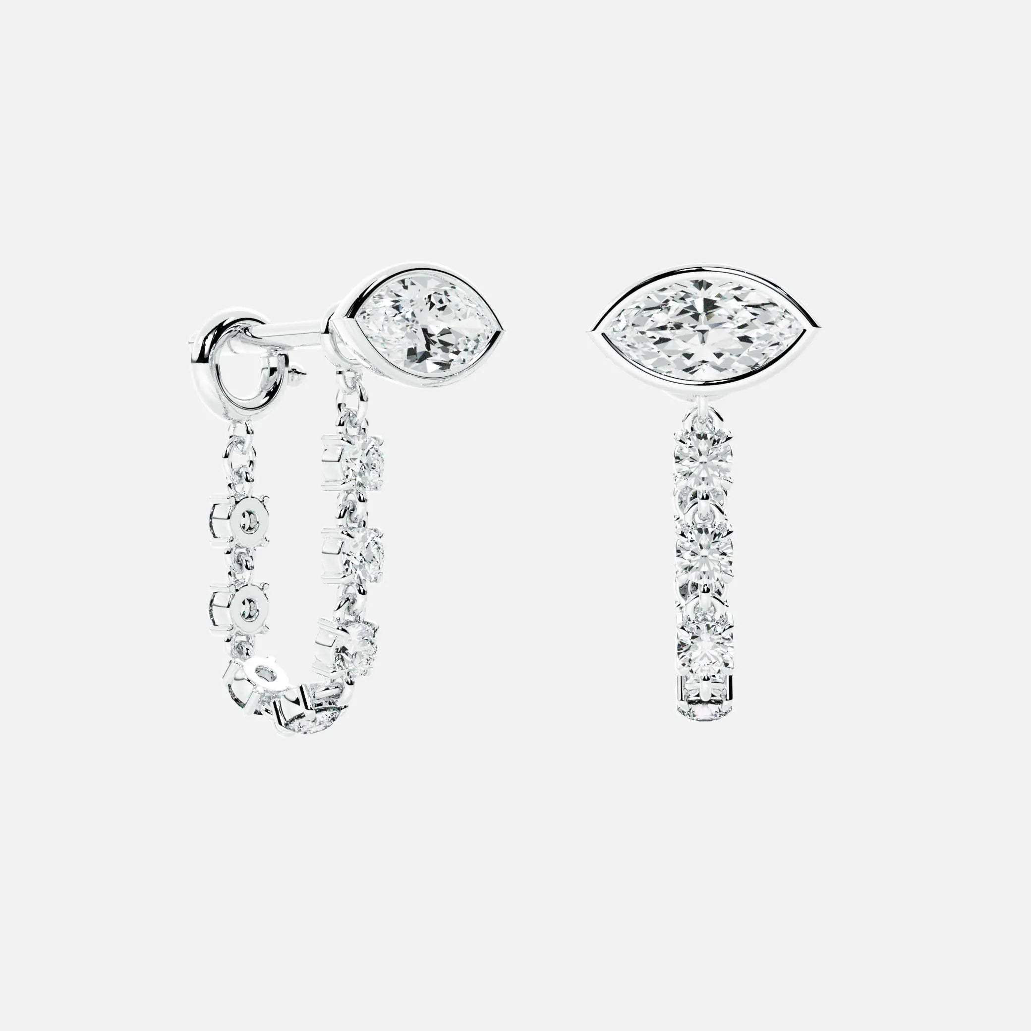 Lab Grown Diamond Mini Diamond Dangle Earring - Marquise Base in White Gold – View 4 | JAUR