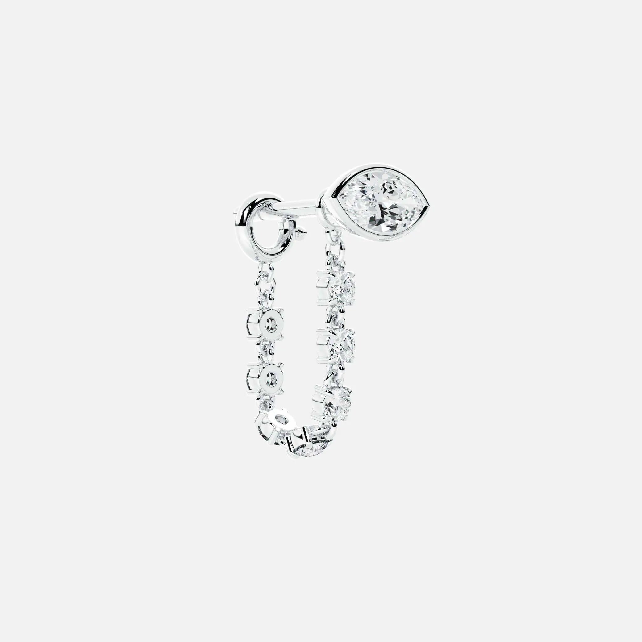 Lab Grown Diamond Mini Diamond Dangle Earring - Marquise Base in White Gold – Front View | JAUR