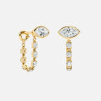 Lab Grown Diamond Mini Diamond Dangle Earring - Marquise Base in Yellow Gold – View 4 | JAUR