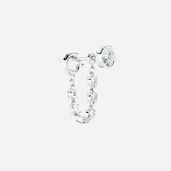 Lab Grown Diamond Mini Diamond Dangle Earring - Round Base in White Gold – Front View | JAUR