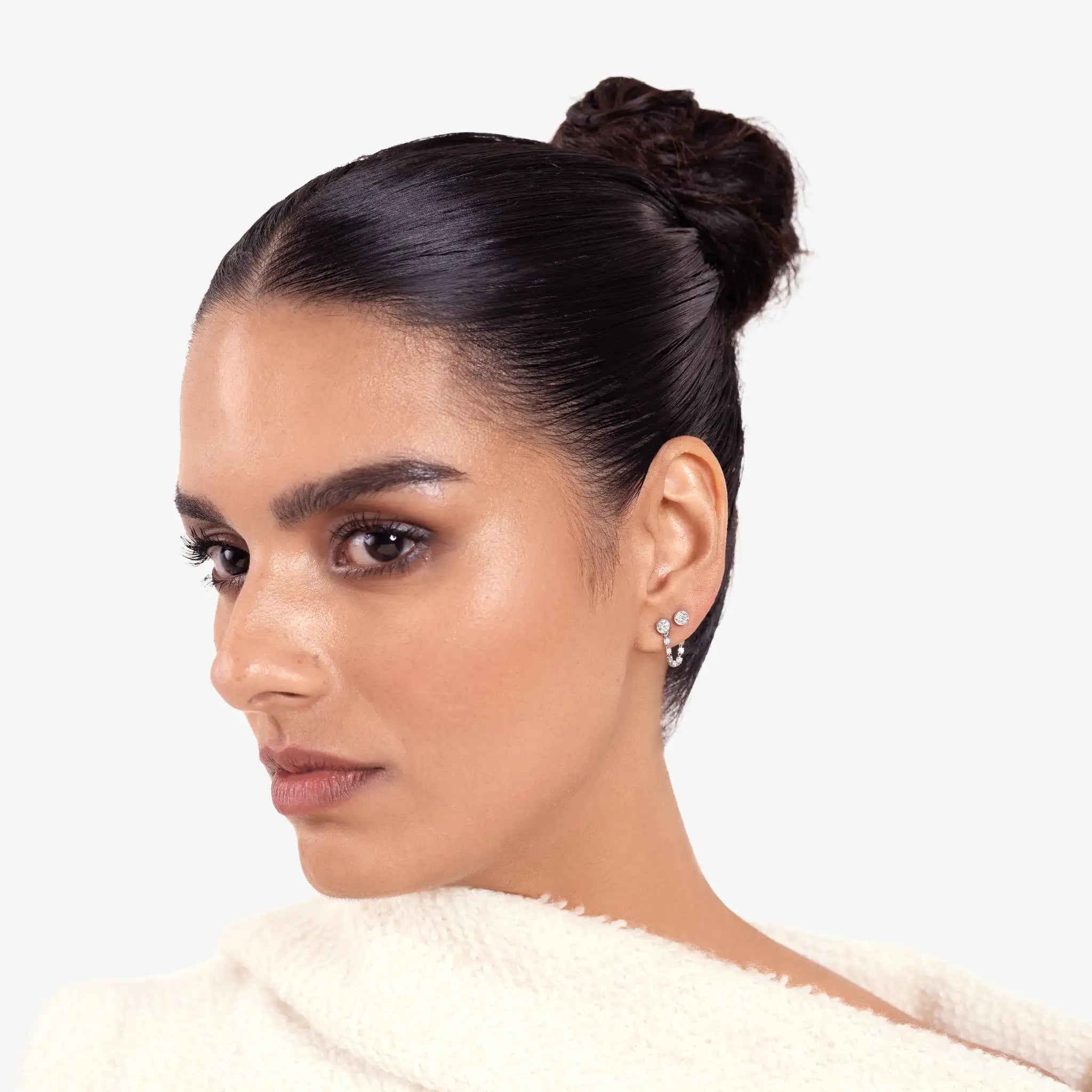 Mini Diamond Dangle Earring - Round Base