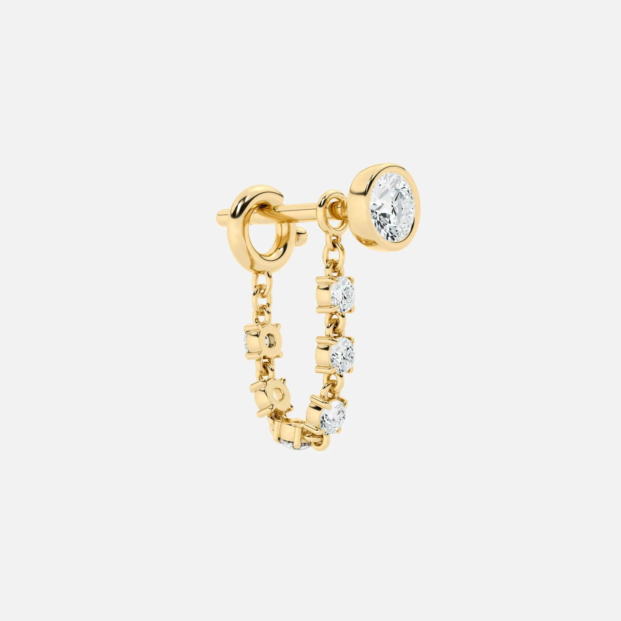 Lab Grown Diamond Mini Diamond Dangle Earring - Round Base in Yellow Gold – Front View | JAUR