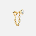 Lab Grown Diamond Mini Diamond Dangle Earring - Round Base in Yellow Gold – Front View | JAUR