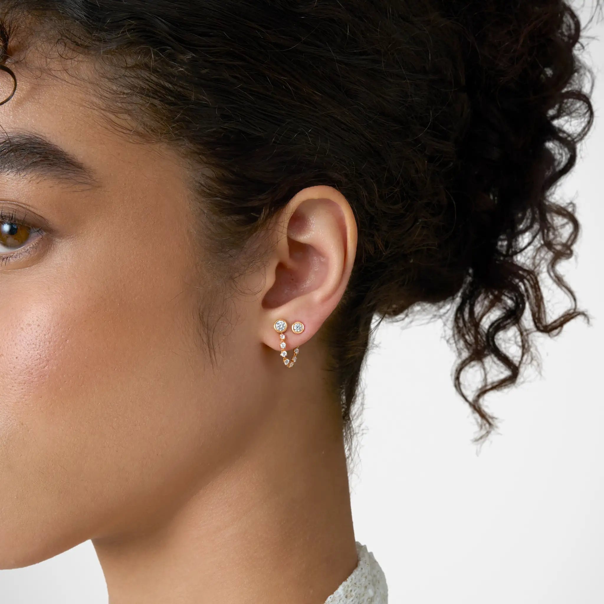 Mini Diamond Dangle Earring - Round Base