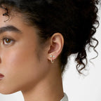 Lab Grown Diamond Mini Diamond Dangle Earring - Round Base in Yellow Gold – Pair View | JAUR