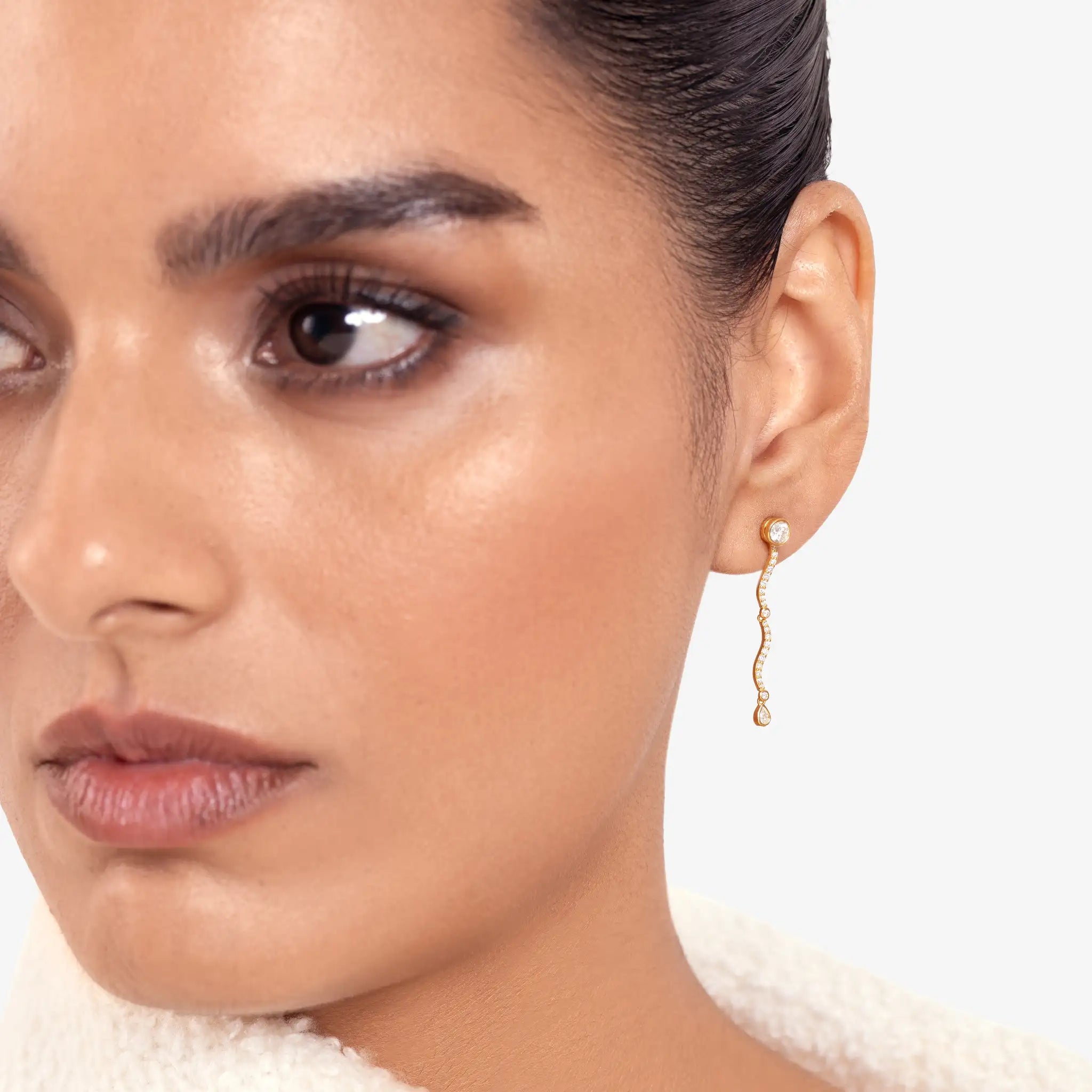 Mini Wave Diamond Drop Earrings