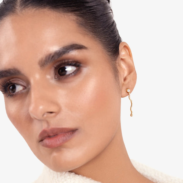 Mini Wave Diamond Drop Earrings