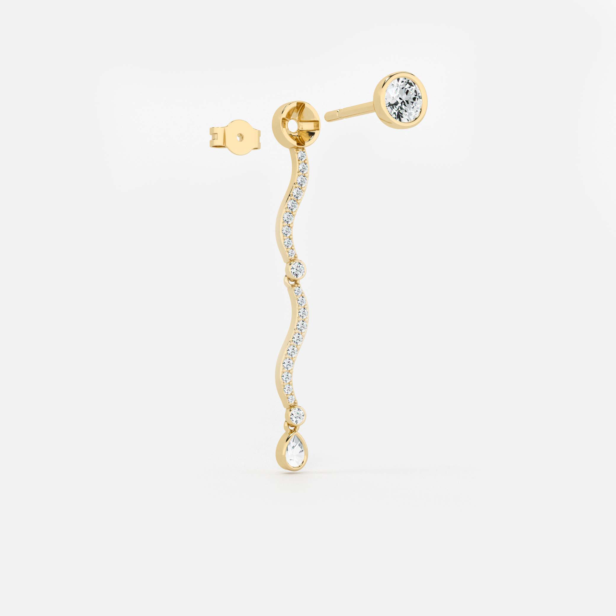 Mini Wave Diamond Drop Earrings