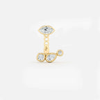 Lab Grown Diamond Multiform 3 Diamond Jacket - Marquise Base in Yellow Gold – Front View | JAUR
