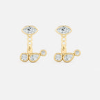 Lab Grown Diamond Multiform 3 Diamond Jacket - Marquise Base in Yellow Gold – Pair View | JAUR