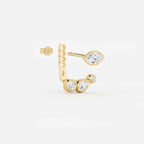 Lab Grown Diamond Multiform 3 Diamond Jacket - Marquise Base in Yellow Gold – Pair View | JAUR