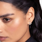 Lab Grown Diamond Multiform 3 Diamond Jacket - Round Base in White Gold – Side View | JAUR