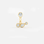 Lab Grown Diamond Multiform 3 Diamond Jacket - Round Base in Yellow Gold – Front View | JAUR