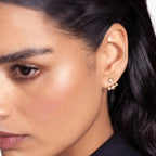 Lab Grown Diamond Multiform 3 Diamond Jacket - Round Base in Yellow Gold – Side View | JAUR