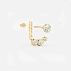 Lab Grown Diamond Multiform 3 Diamond Jacket - Round Base in Yellow Gold – View 4 | JAUR